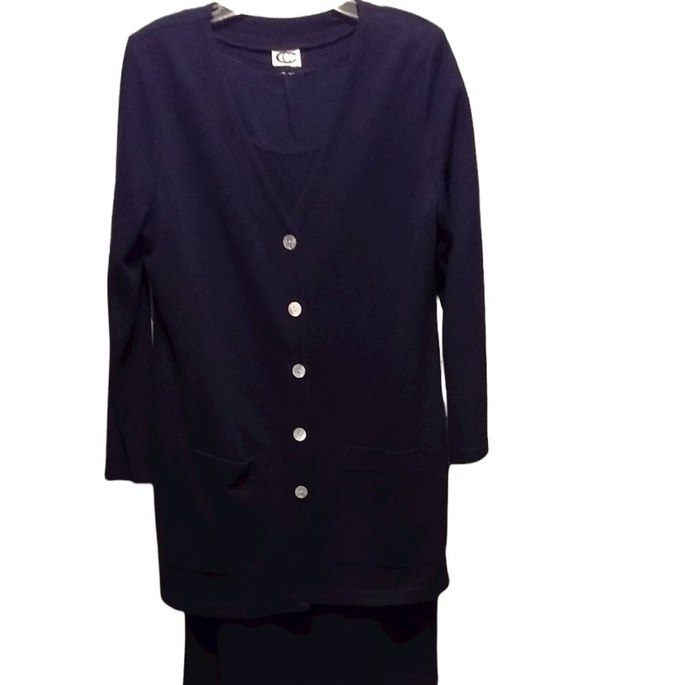2-Piece Cobalt Blue Sheath Dress and Matching Cardigan Size 14